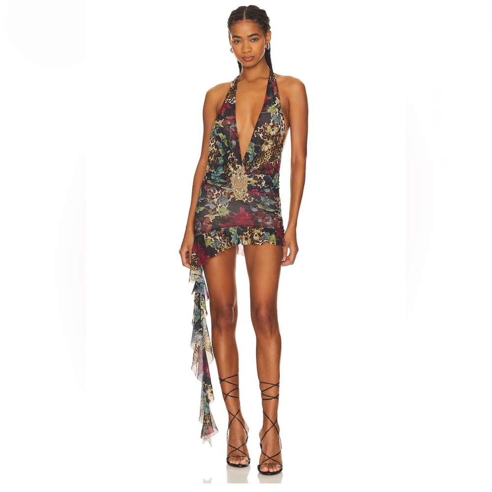 Jaded London Cindy Mini Dress in Dark Cheetah